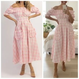 Mable Dreamstate Gingham Maxi Dress In Pink Size Small